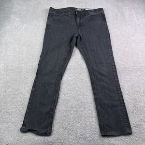 Volcom Jeans Mens 36x30 Black Vorta Slim Straight Stretch Denim Skater
